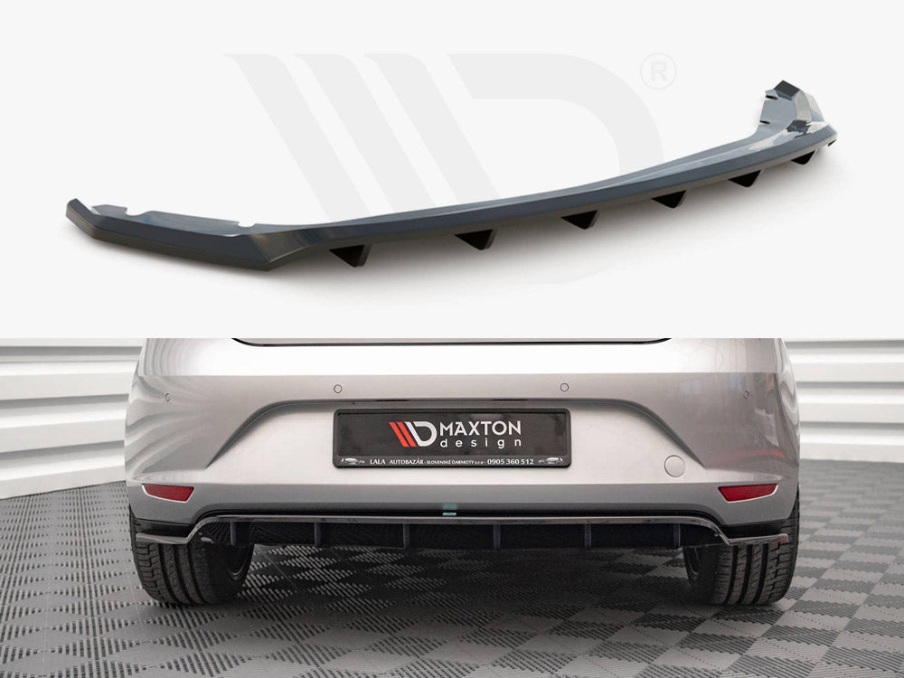 Maxton Design SE-LE-3-RD1T+RD2T Central Rear Splitter (vertical Bars) Seat Leon Hatchback MK3 (2012-2016) | Duco Car Parts UK Car Parts