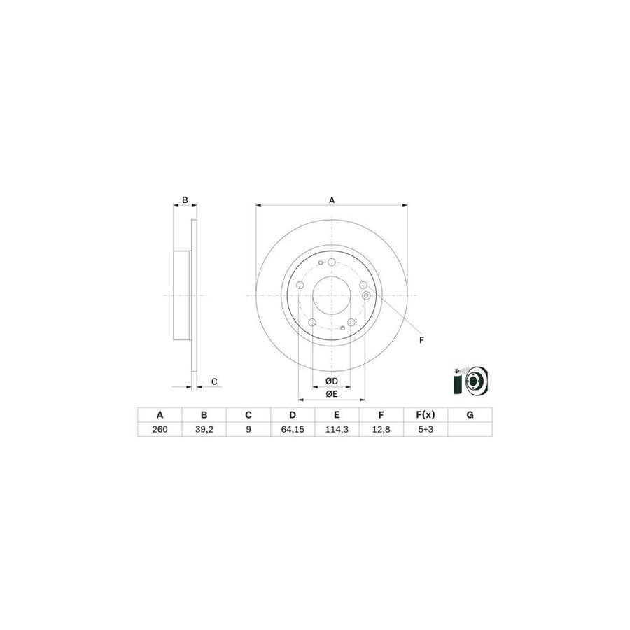 BOSCH 0 986 479 G17 Brake Disc for HONDA CIVIC Solid Coated with bolts screws