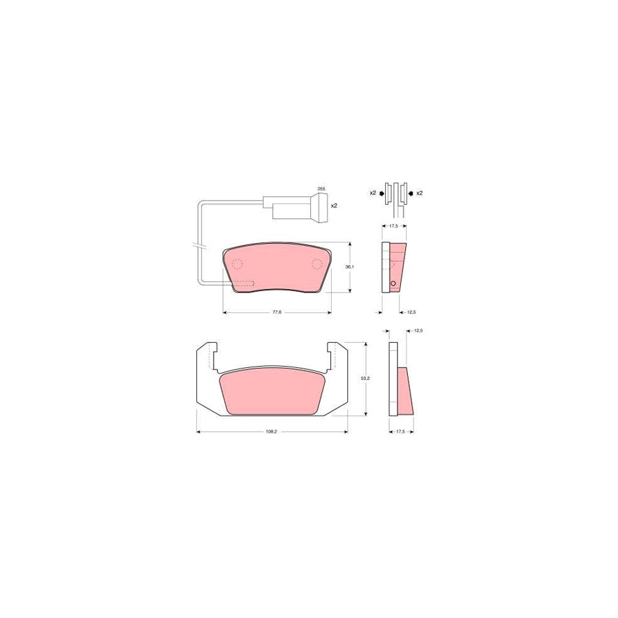 TRW Gdb555 Brake Pad Set For Rover 2000 3500 Saloon P6 Incl Wear Warning Contact