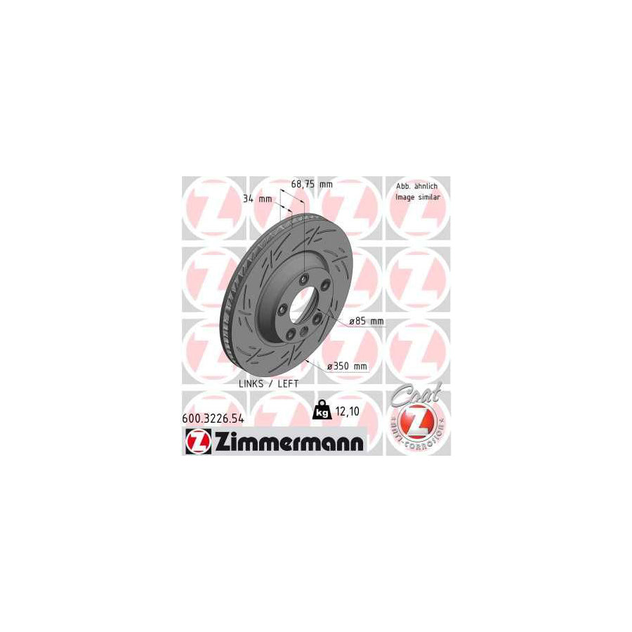 ZIMmERMANN BLACK Z 600 3226 54 Brake Disc Internally Vented Slotted Coated High carbon