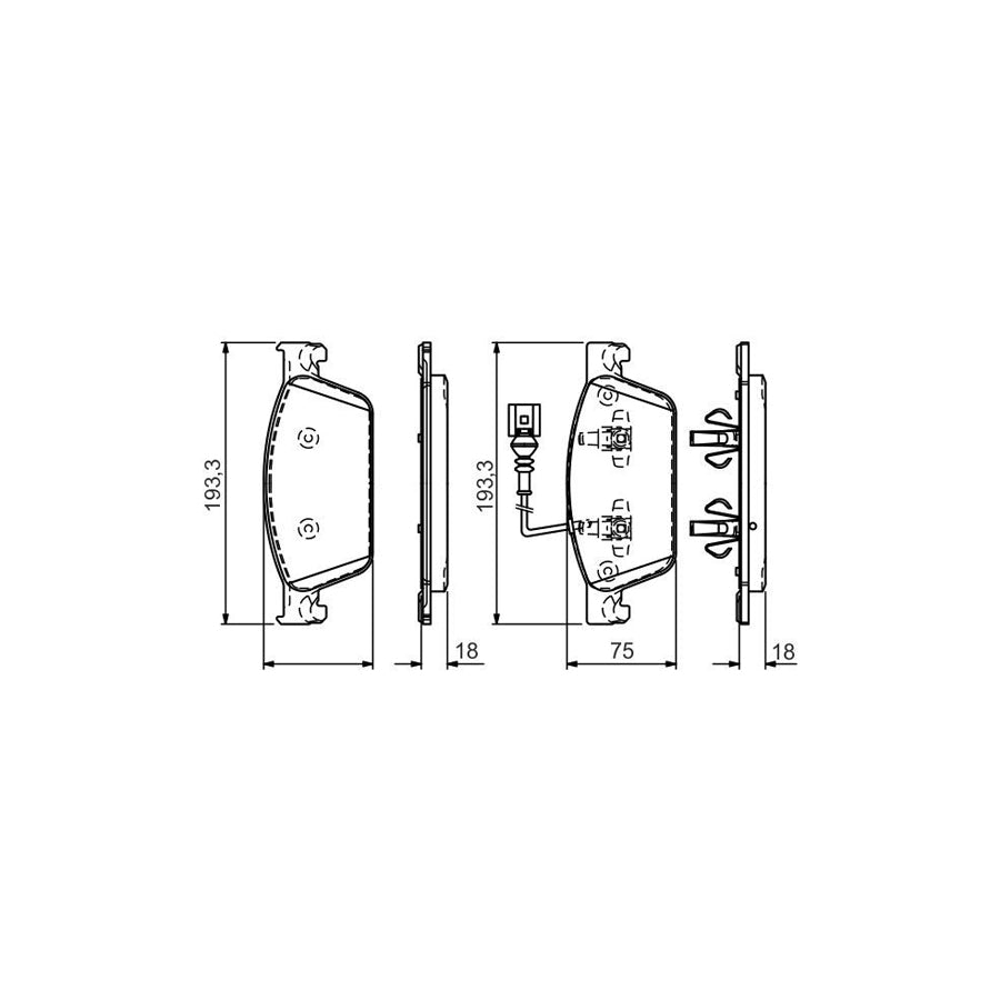 Bosch 0986Tb3163 Brake Pad Set Incl Wear Warning Contact With Integrated Wear Sensor
