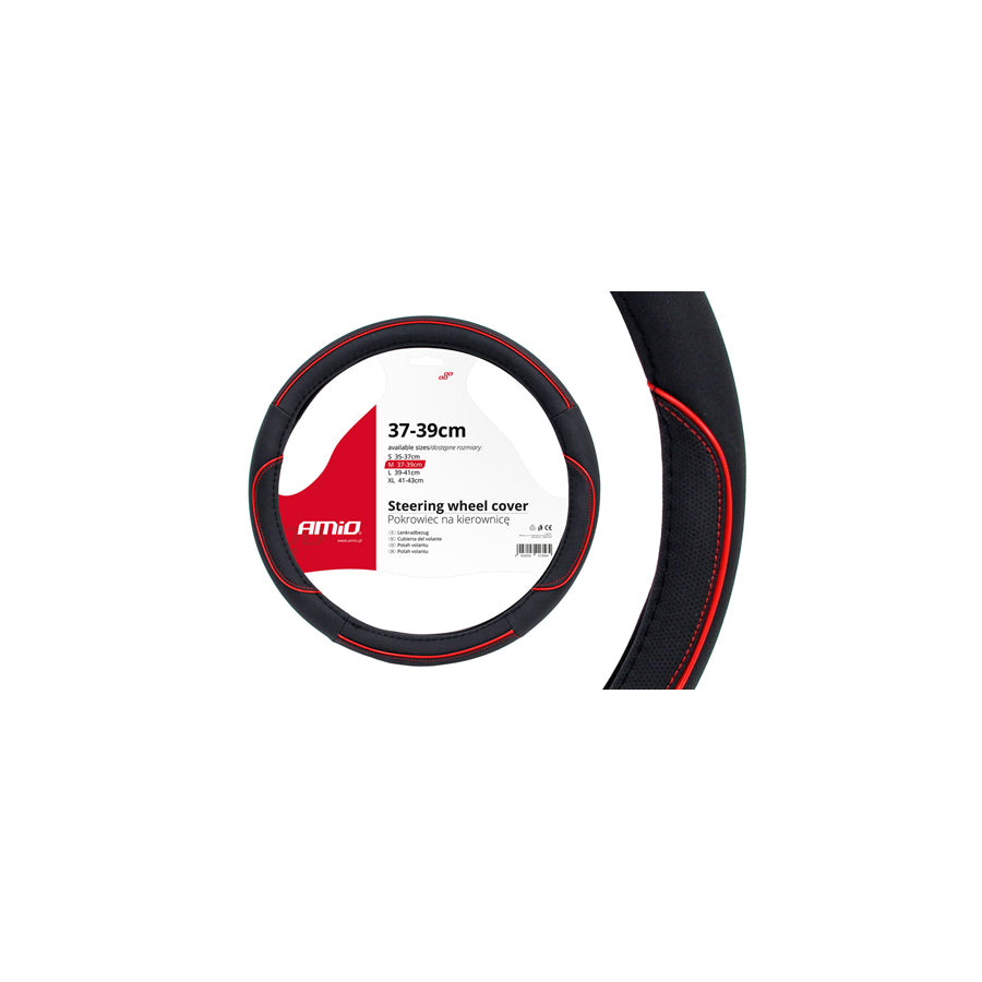 AMiO SWC-07 01362 Steering wheel cover Black, Red, ?: 37-39cm, PP (Polypropylene)