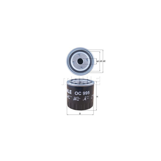 MAHLE ORIGINAL OC 995 Oil Filter Spin-on Filter, with one anti-return valve