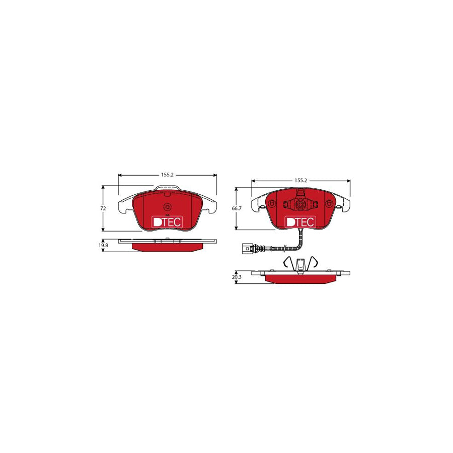 TRW Dtec Cotec Gdb1762Dte Brake Pad Set Incl Wear Warning Contact