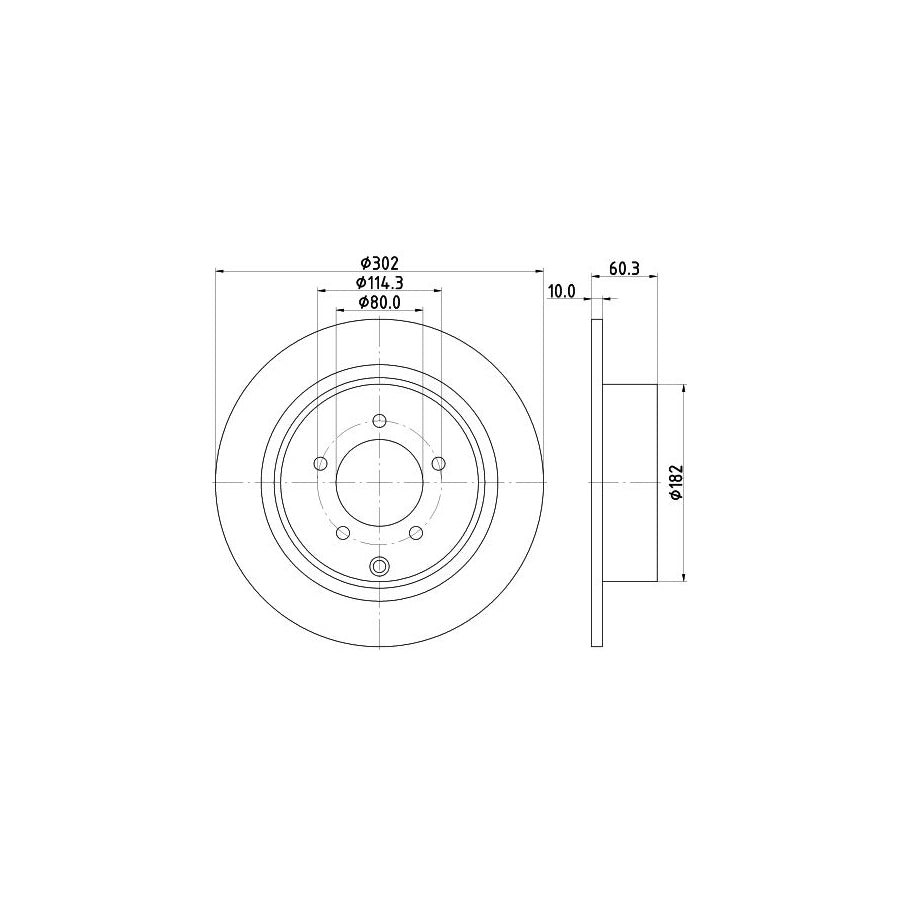 HELLA PRO 8DD 355 115 491 Brake Disc Solid Coated without wheel hub without wheel studs