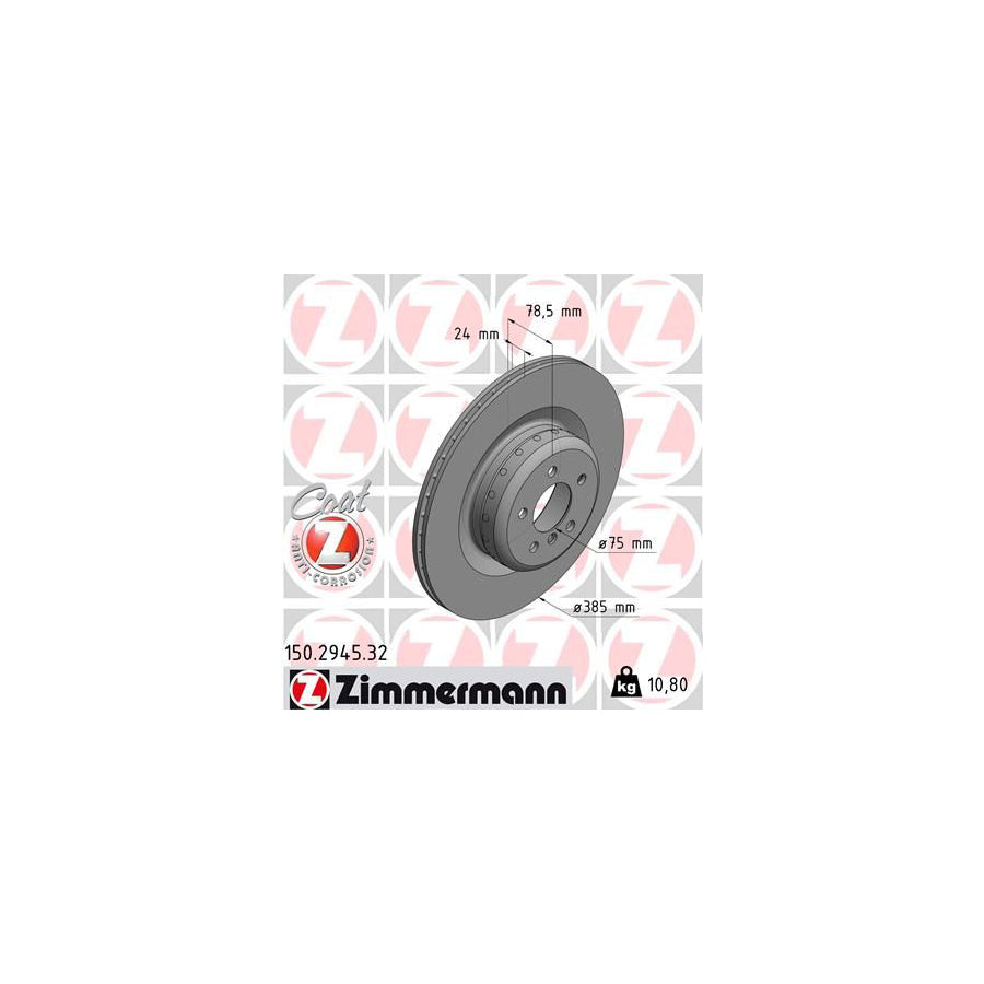 ZIMmERMANN FORMULA F COAT Z 150 2945 32 Brake Disc Internally Vented Two piece brake disc Coated High carbon
