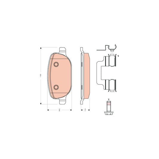 TRW Gdb1650 Brake Pad Set Not Prepared For Wear Indicator With Brake Caliper Screws With Accessories