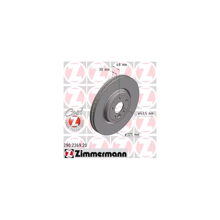 ZIMmERMANN COAT Z 290 2269 20 Brake Disc Internally Vented Coated High carbon