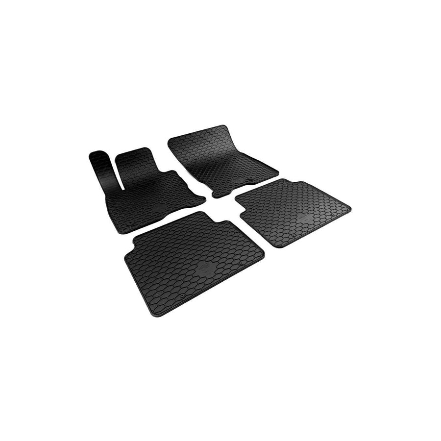 WALSER RubberLine 50876 Floor mat set Elastomer, Front and Rear, Quantity: 4, Black