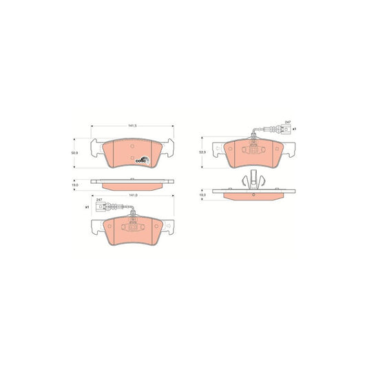 TRW Cotec Gdb1672 Brake Pad Set For Vw Touareg I 7La 7L6 7L7 Incl Wear Warning Contact