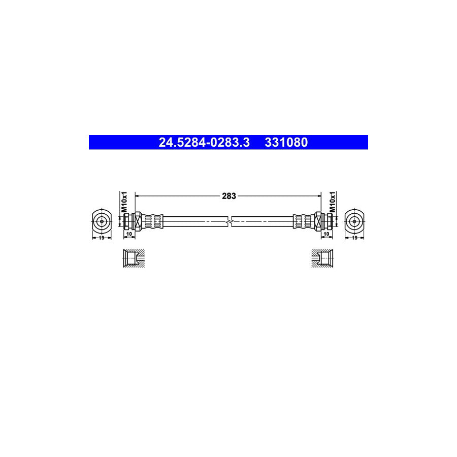 ATE 24 5284 0283 3 Brake Hose 283Mm M10X1 