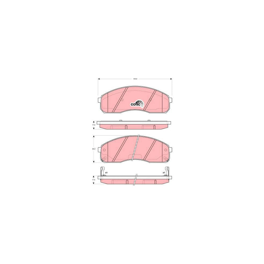 TRW Cotec Gdb3301 Brake Pad Set For Kia Sedona With Acoustic Wear Warning