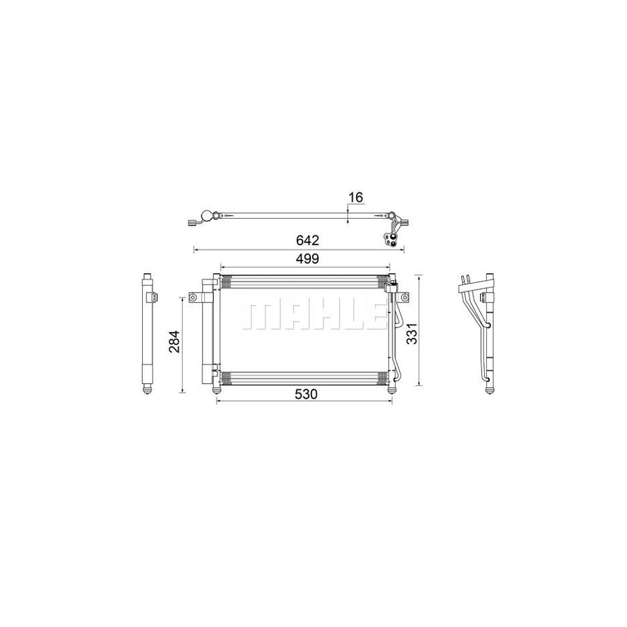 MAHLE ORIGINAL AC 679 000S Air conditioning condenser for HYUNDAI Getz (TB) with dryer, not for hot climate zones
