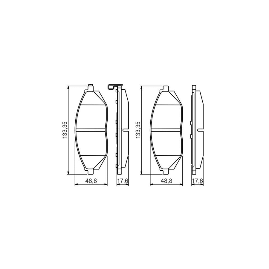 Bosch 0986495349 Brake Pad Set For Chevrolet Spark M300 With Acoustic Wear Warning With Anti Squeak Plate BP1641
