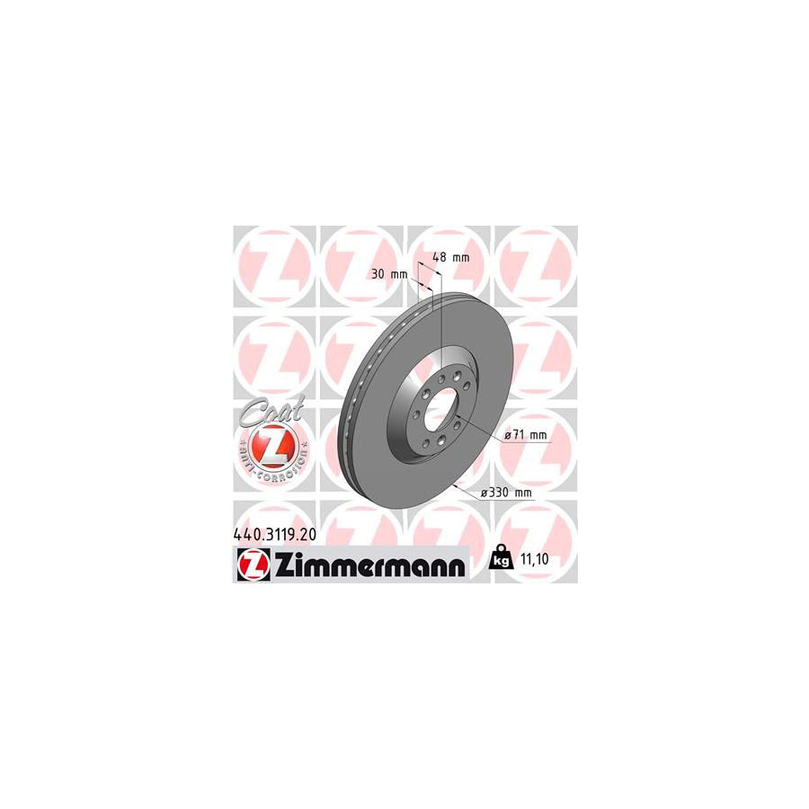 ZIMmERMANN COAT Z 440 3119 20 Brake Disc Externally Vented Coated