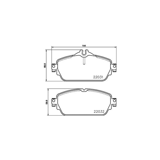 Hella 8DB 355 021 551 Brake Pad Set Prepared For Wear Indicator With Brake Caliper Screws