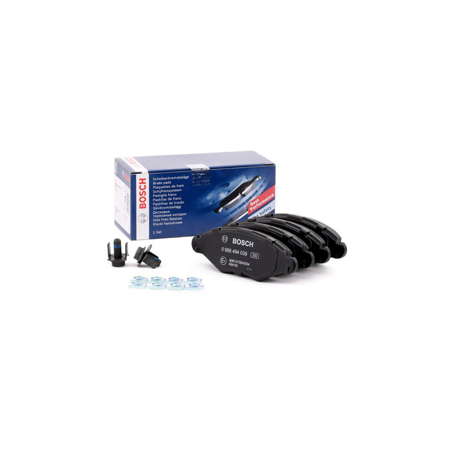 Bosch 0986494039 Brake Pad Set With Anti Squeak Plate With Bolts Screws With Mounting Manual BP376