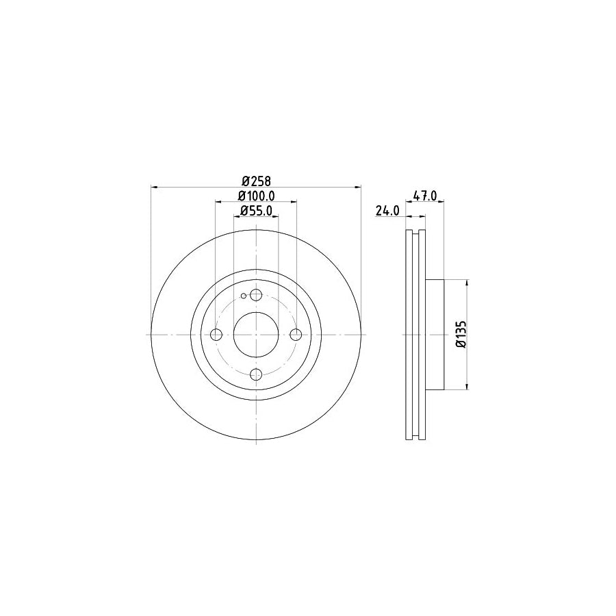 HELLA 8DD 355 107 201 Brake Disc for MAZDA 323 Internally Vented without wheel hub without wheel studs