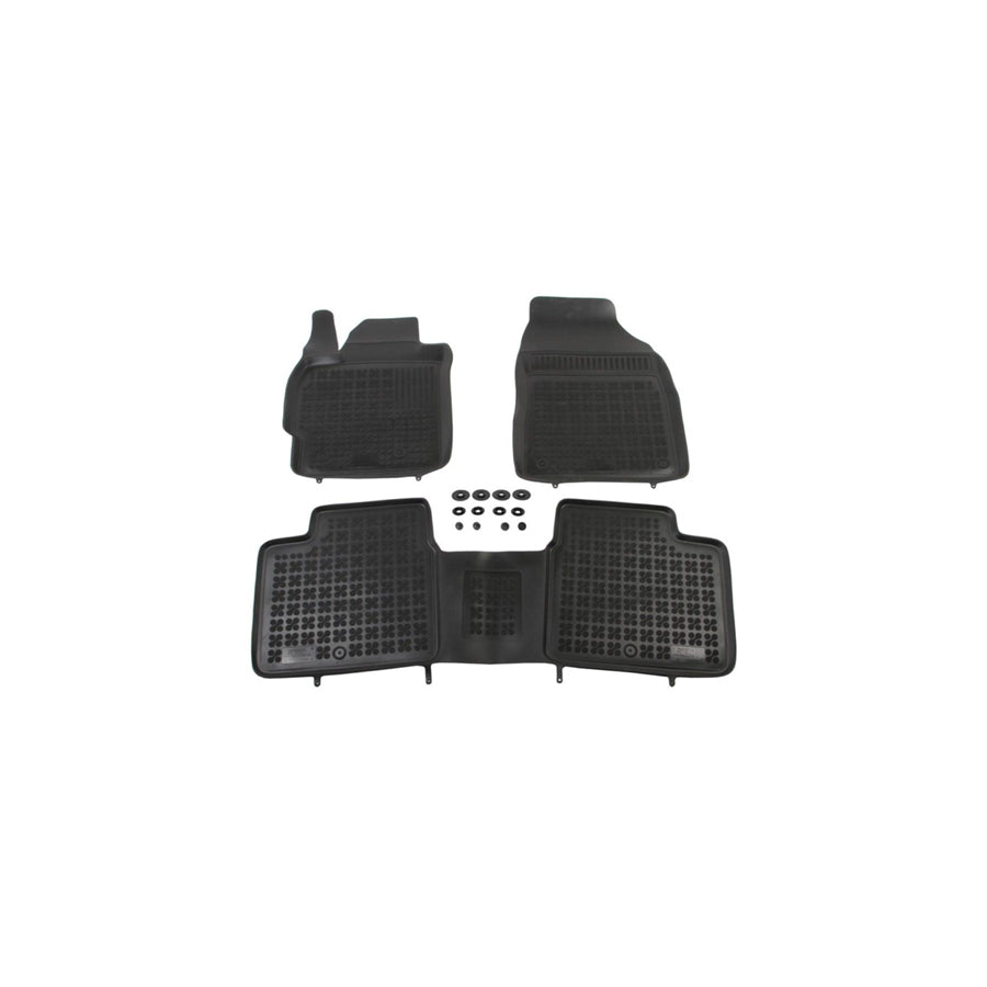 REZAW PLAST Tailored 201426 Floor mat set for TOYOTA Corolla XI Saloon (E180) Elastomer, Front and Rear, Quantity: 3, Black