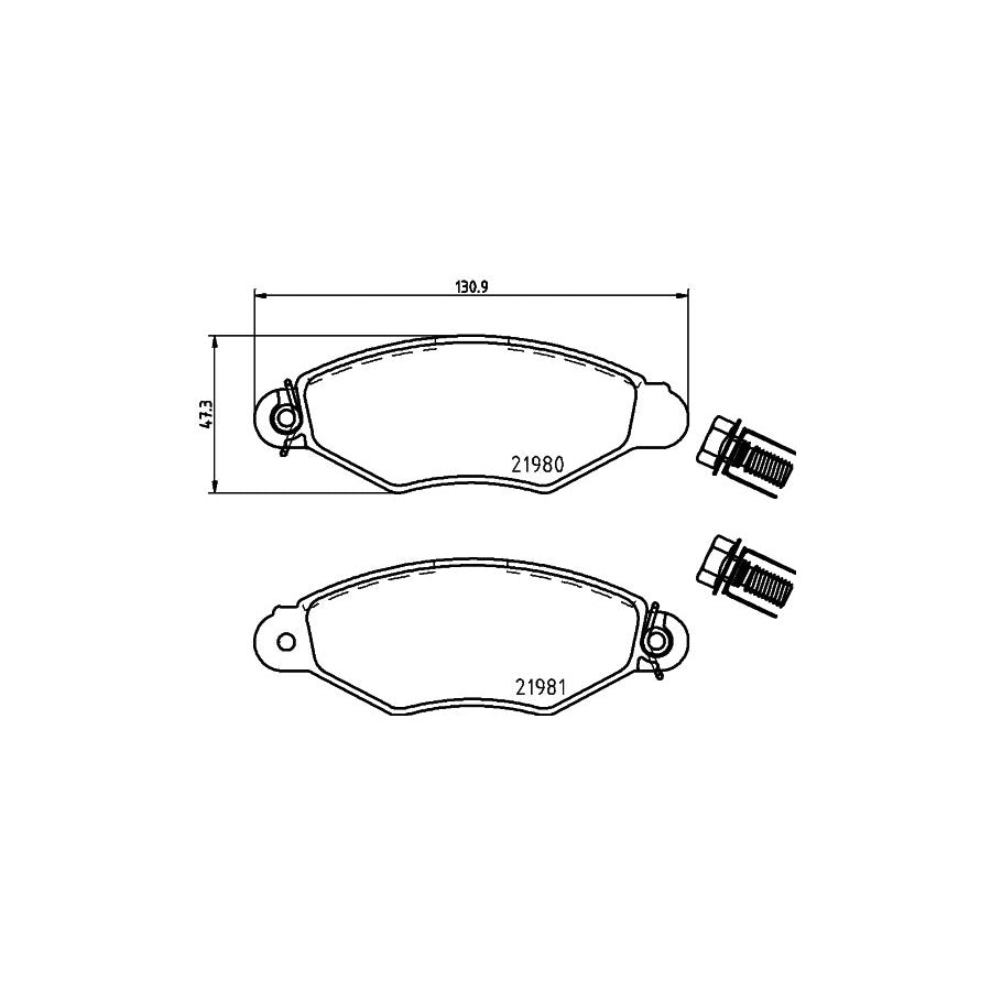 Hella 8DB 355 019 311 Brake Pad Set Not Prepared For Wear Indicator With Brake Caliper Screws