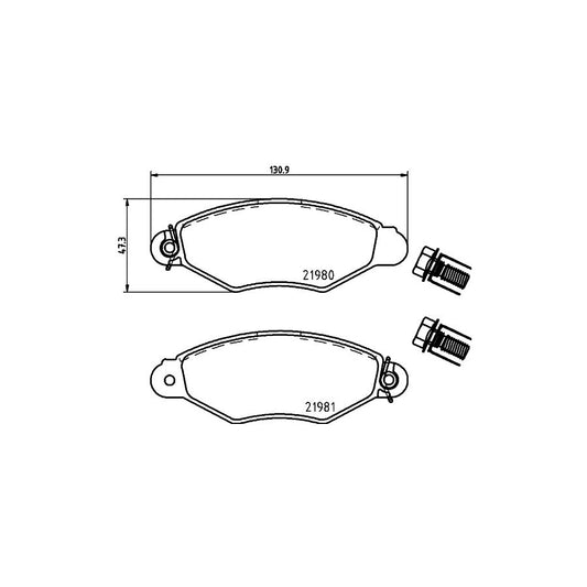 Hella 8DB 355 019 311 Brake Pad Set Not Prepared For Wear Indicator With Brake Caliper Screws