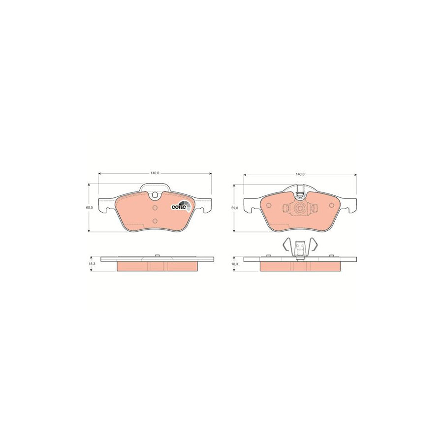 TRW Cotec Gdb1476 Brake Pad Set Prepared For Wear Indicator