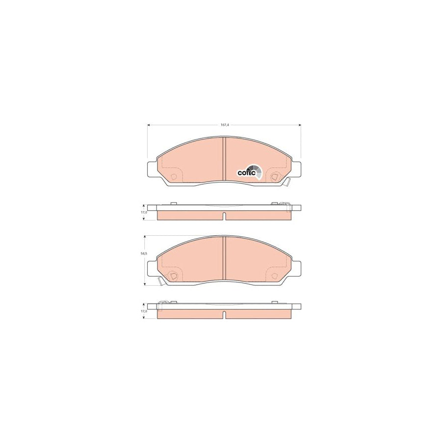 TRW Cotec Gdb3466 Brake Pad Set With Acoustic Wear Warning