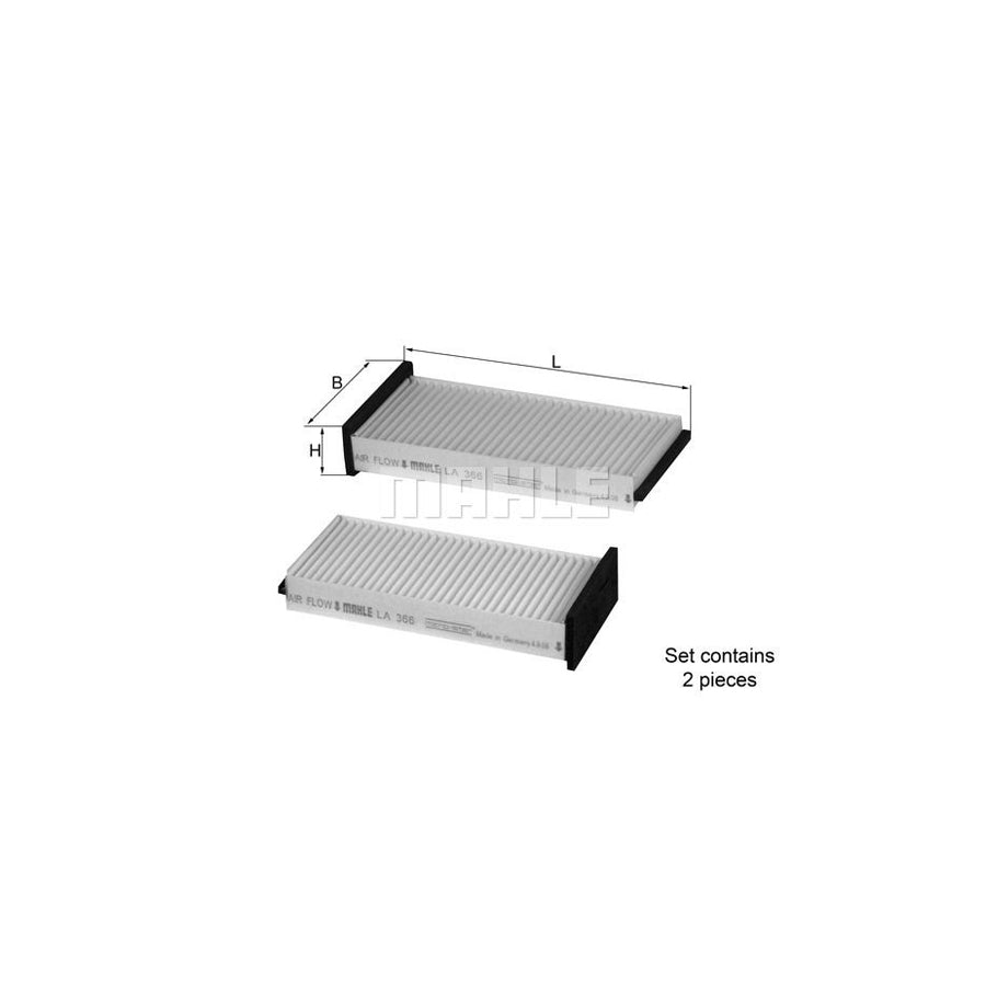 MAHLE ORIGINAL LA 366/S Pollen filter for MITSUBISHI Shogun Pinin (V60) Particulate Filter