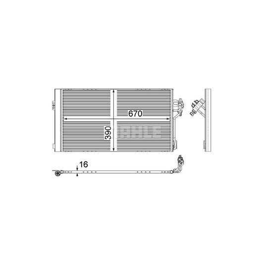 MAHLE ORIGINAL AC 762 000P Air conditioning condenser with dryer, with pressure switch