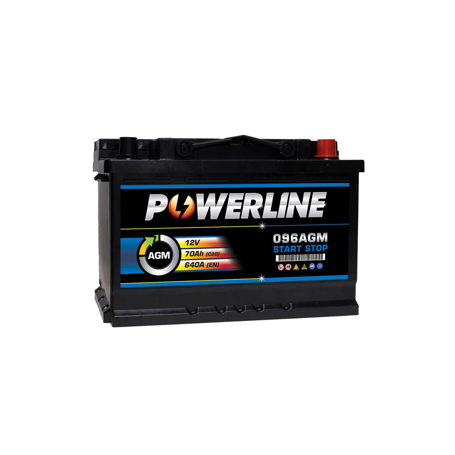 Powerline 096 AGM Stop Start Car Battery 12V 70Ah