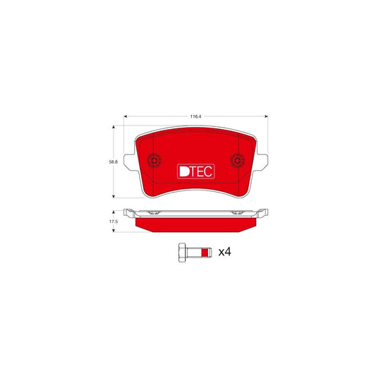 TRW Dtec Cotec Gdb1765Dte Brake Pad Set Not Prepared For Wear Indicator With Brake Caliper Screws With Accessories