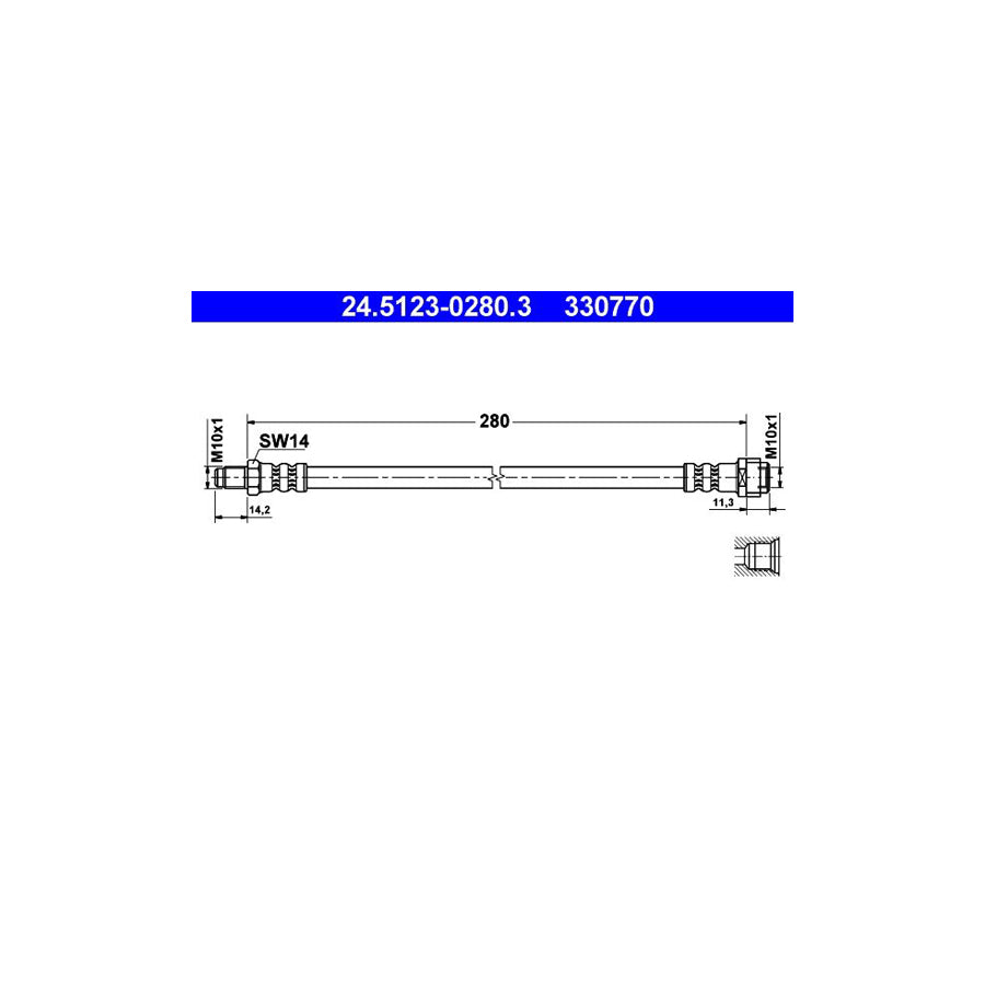 ATE 24 5123 0280 3 Brake Hose 280Mm M10X1 