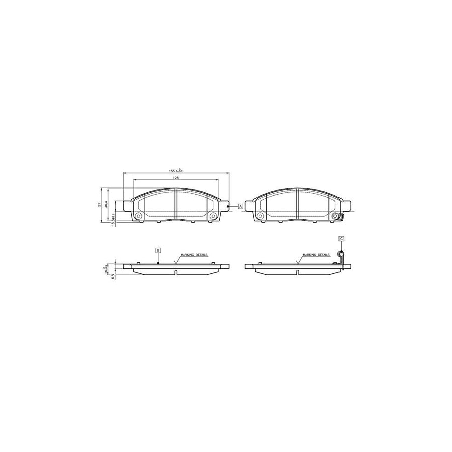 Bosch 0986Tb3115 Brake Pad Set Excl Wear Warning Contact