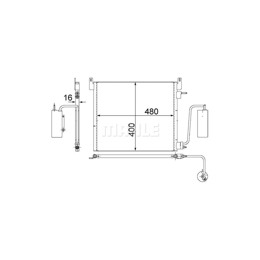 MAHLE ORIGINAL AC 408 000S Air conditioning condenser with dryer