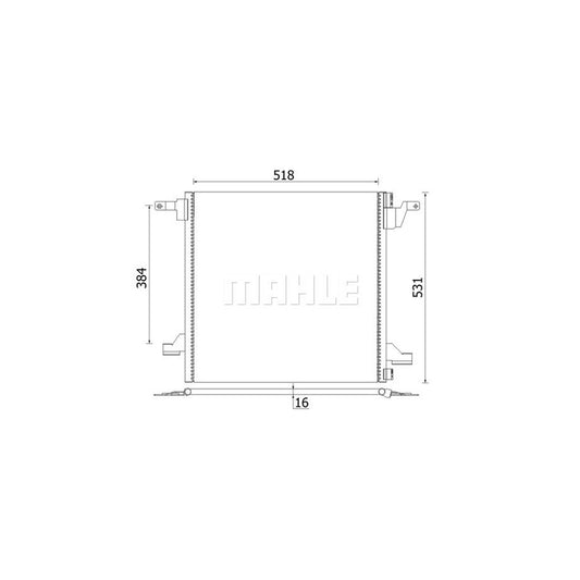 MAHLE ORIGINAL AC 259 000S Air conditioning condenser suitable for MERCEDES-BENZ ML-Class (W163) without dryer
