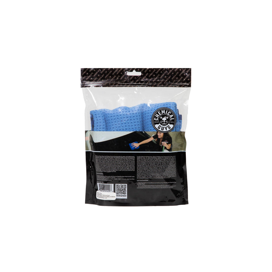 Chemical Guys Waffle Weave Glass And Window Microfiber Towel Blue (24" x 16") | Duco Car Parts UK Car Parts