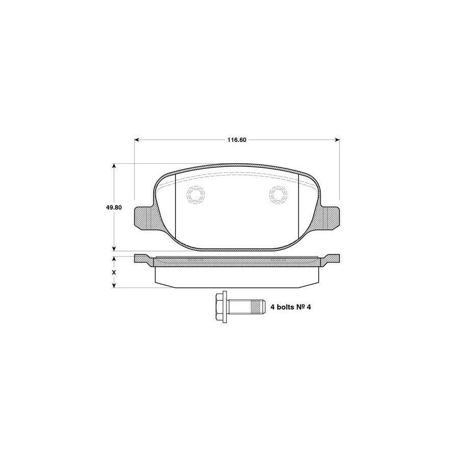 Bosch 0986Tb3122 Brake Pad Set Excl Wear Warning Contact
