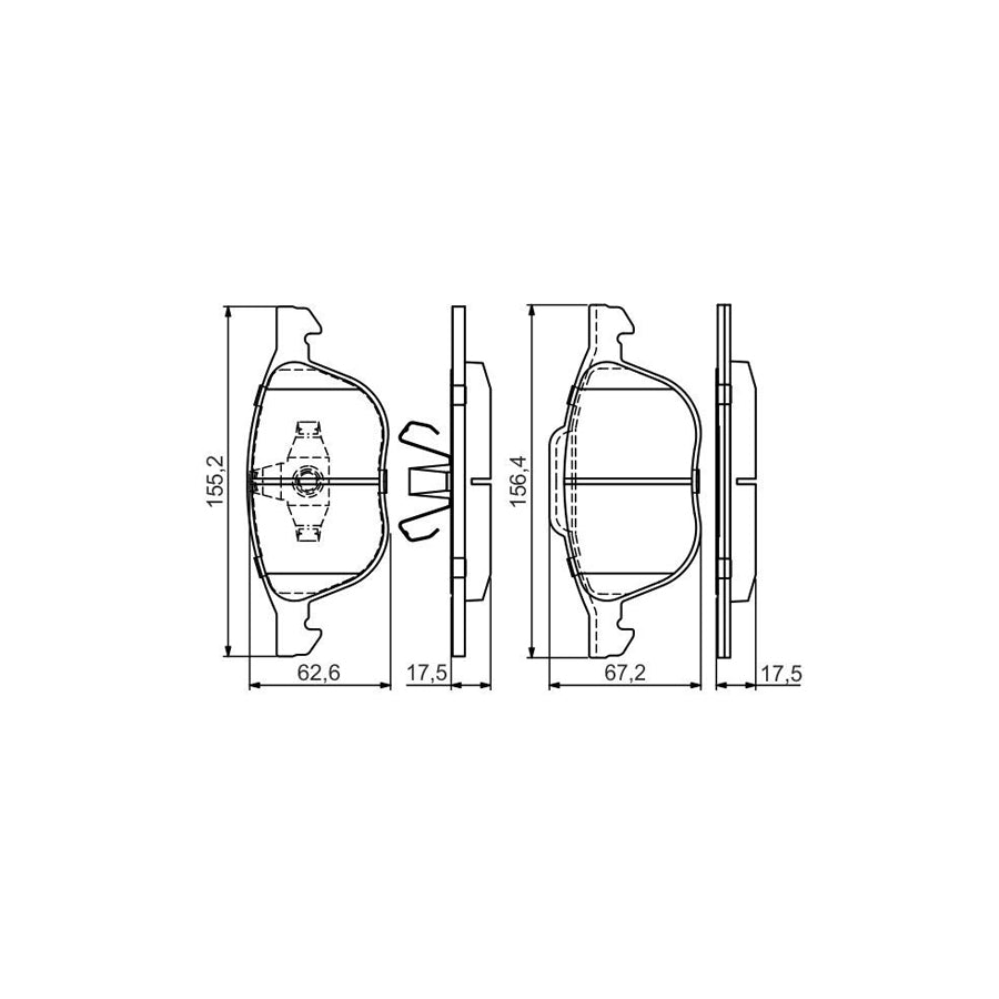 Bosch 0986495450 Brake Pad Set With Anti Squeak Plate With Mounting Manual With Piston Clip BP2082