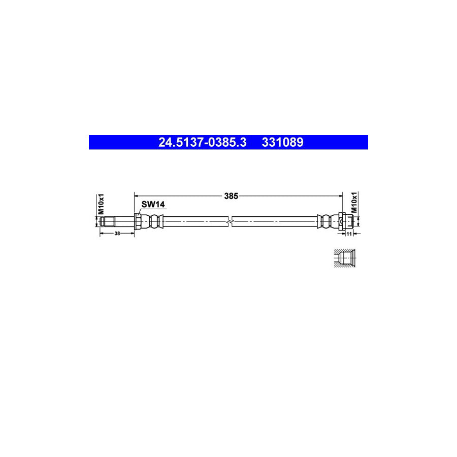 ATE 24 5137 0385 3 Brake Hose 385Mm M10X1 