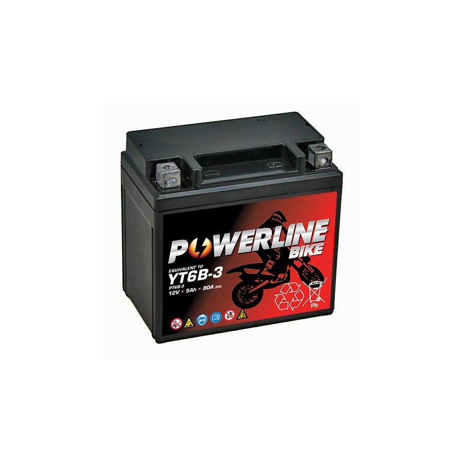Powerline YT6B-3 Motorcycle Battery 12V 5Ah