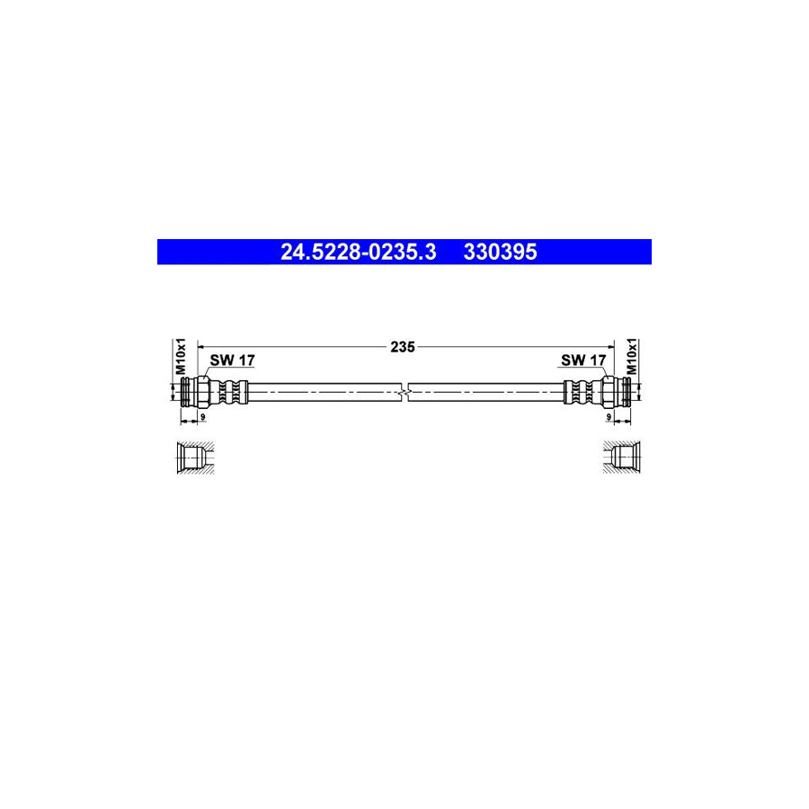 ATE 24 5228 0235 3 Brake Hose 235Mm