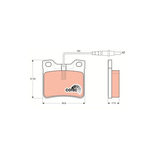 TRW Cotec Gdb1289 Brake Pad Set Incl Wear Warning Contact