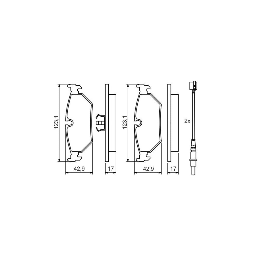 Bosch 0986424027 Brake Pad Set Incl Wear Warning Contact With Piston Clip BP011
