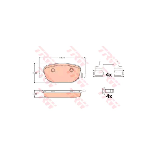 TRW Gdb2129 Brake Pad Set Not Prepared For Wear Indicator With Brake Caliper Screws With Accessories