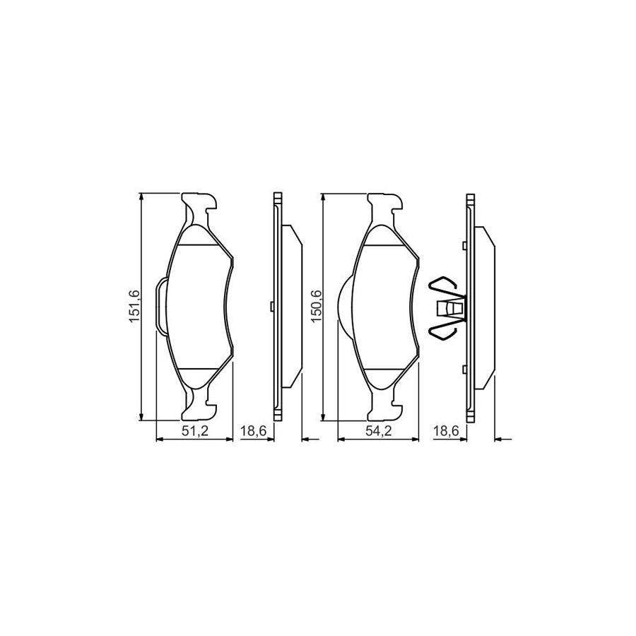 Bosch 0986495247 Brake Pad Set With Piston Clip BP1546