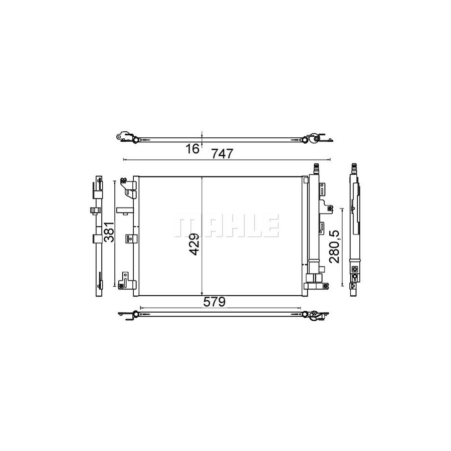 MAHLE ORIGINAL AC 635 000S Air conditioning condenser with dryer, with seal ring