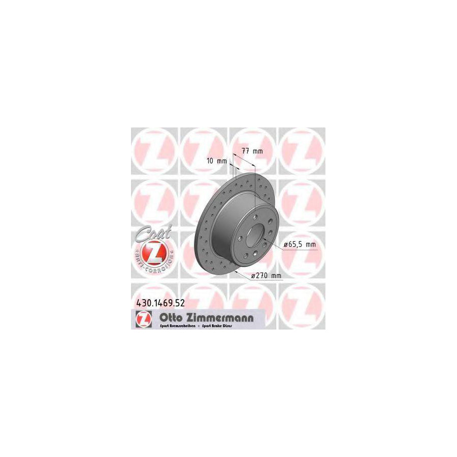 ZIMmERMANN 430 1469 52 Brake Disc Perforated Solid Coated