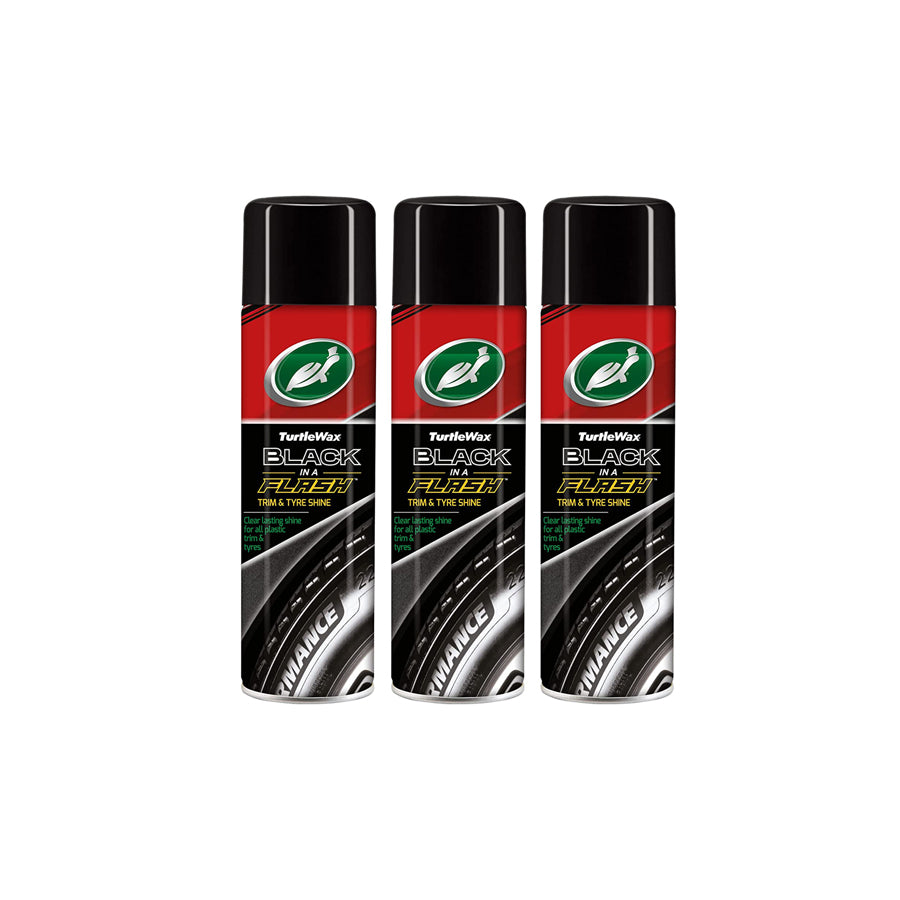 Turtle Wax Black In A Flash Tyre Cleaner & Shine 3 X 500 Ml
