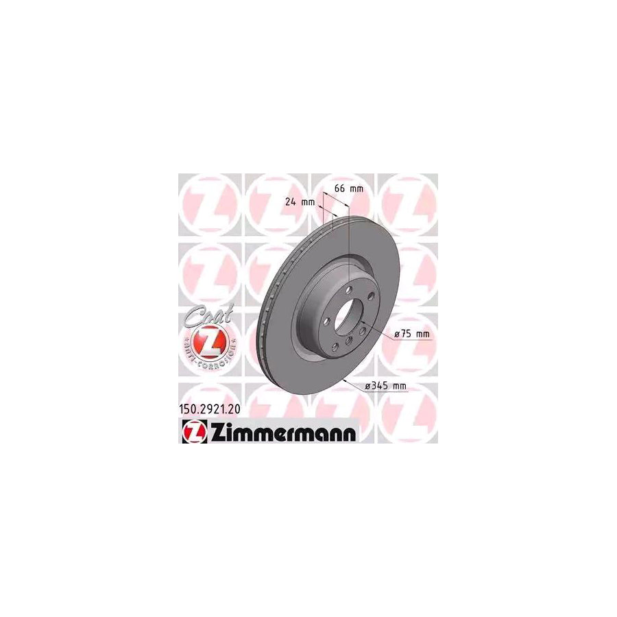 ZIMmERMANN COAT Z 150 2921 20 Brake Disc Internally Vented Coated High carbon