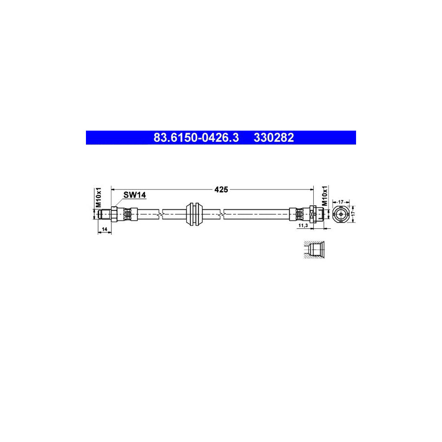 ATE 83 6150 0426 3 Brake Hose 425Mm M10X1 